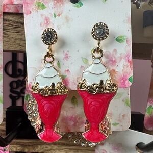Gold and Red Ice Cream Earrings